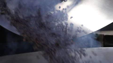 Coffee beans roasting with machine in slow motion Stock Footage 170444475