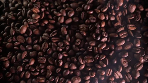 Coffee beans in the roasting process smooth flight of the chamber along the m Stock-Footage 170864783