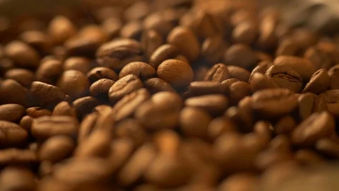 Coffee beans roasting rack focus macro Stock-Footage 122288395