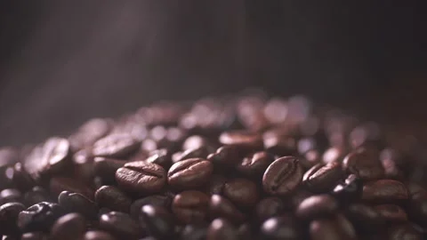 Coffee beans roasting with smoke,  selective focus, and soft focus. Stock Footage 241432027