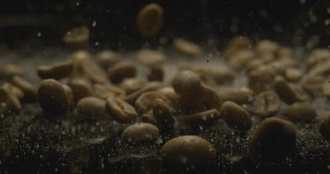 Coffee beans rolling Stock Footage 97409724