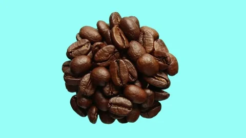 Coffee beans rotate on a blue background. Chromakey. Stock Footage 192019936