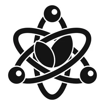 Coffee beans rotating around an atom nucleus representing caffeine molecule Stock Illustration