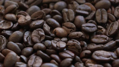 Coffee beans rotating. Close up Stock Footage 146688341