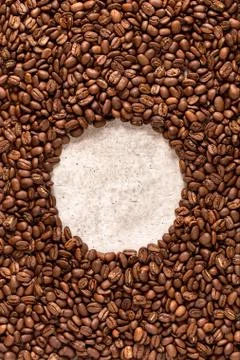 Coffee beans with round space Fotos de archivo