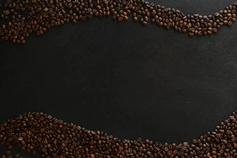 Coffee beans on rustic slate background waveform 写真素材