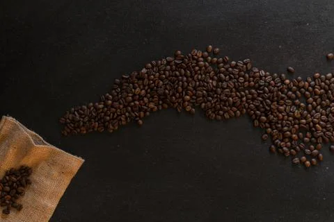 Coffee beans on rustic slate background conzept 写真素材