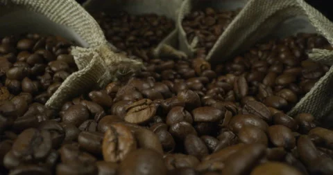 Coffee Beans Sack 5K RED Gemini Slow Motion Stock Footage 138016214