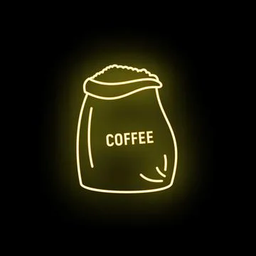 Coffee beans sack neon glow advertising cafe sign イラスト素材