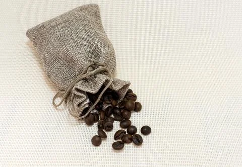 Coffee beans in a sack Stock Photos