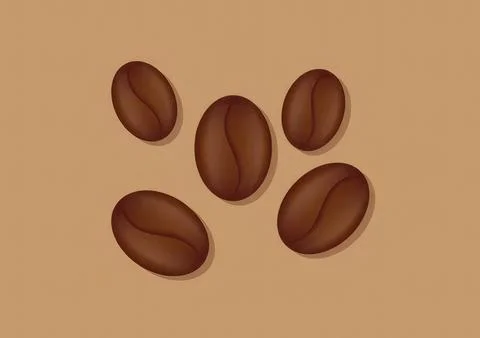 Coffee beans scattered on a brown surface Stock Illustration