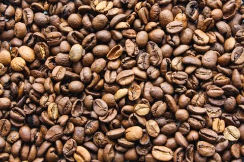 Coffee beans scattered on the surface, coffee bean texture Stock Photos