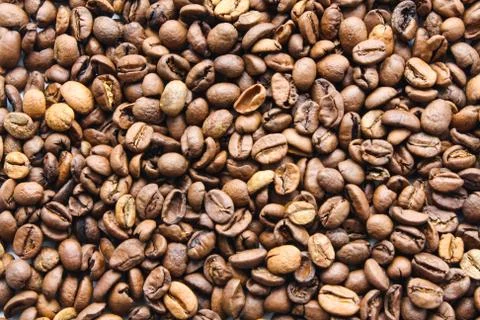 Coffee beans scattered on the surface, coffee bean texture Stock Photos