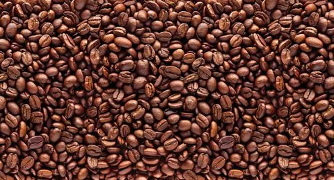Coffee beans seamless background. Top view Stockfoto's