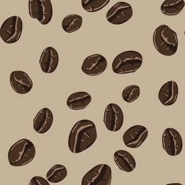 Coffee beans seamless pattern in abstract style. Vector hand drawing illustra Stock Illustration