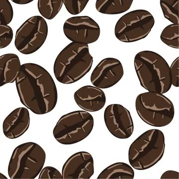 Coffee beans seamless pattern in abstract style. Vector hand drawing illustra Stock Illustration