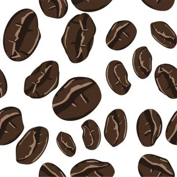 Coffee beans seamless pattern in abstract style. Vector hand drawing illustra Stock Illustration