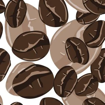 Coffee beans seamless pattern in abstract style. Vector hand drawing illustra Stock Illustration