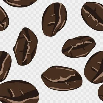 Coffee beans seamless pattern in abstract style. Vector hand drawing illustra Stock Illustration