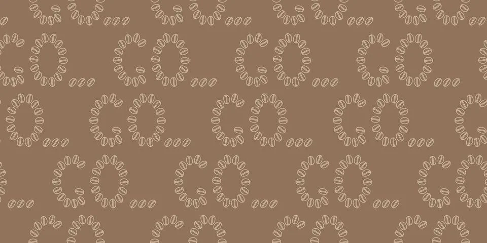 Coffee beans Seamless Pattern Banner Format Monochrome soft and light brown Illustrazione stock