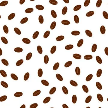 Coffee beans seamless pattern. Brown seeds of coffee isolated on white backgr Illustrazione stock
