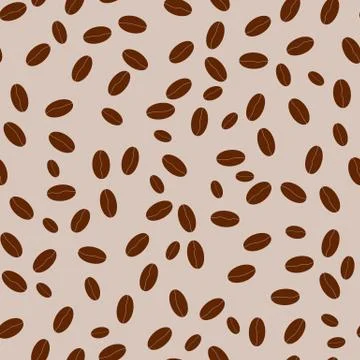 Coffee beans seamless pattern. Brown seeds of coffee vector background. 库存插图