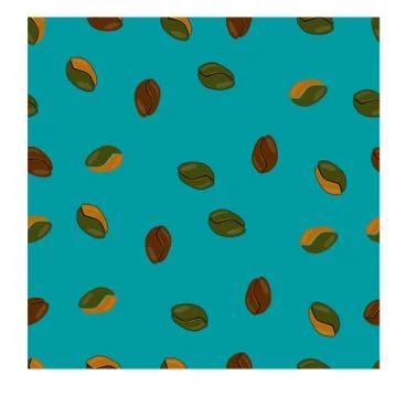 Coffee beans seamless pattern. Coffee seeds are randomly placed. Stock Illustration