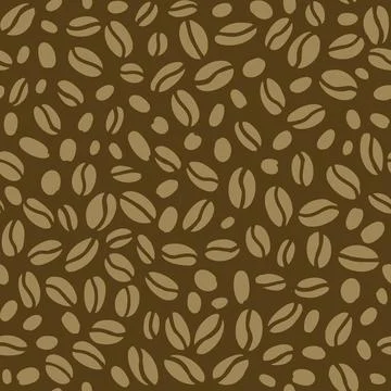 Coffee beans seamless pattern. Hand drawn beige color seeds of coffee rando.. Stock Illustration