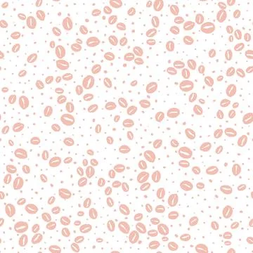 Coffee beans seamless pattern. Hand drawn seeds of coffee randomly placed on  Stock Illustration