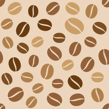 Coffee Beans Seamless Pattern on Light Background イラスト素材