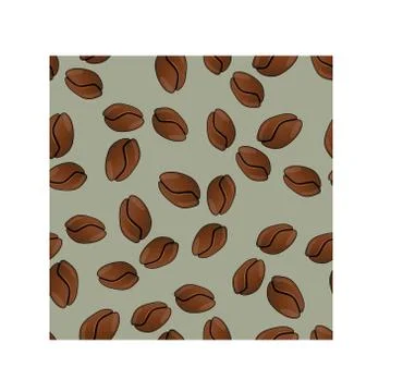 Coffee beans seamless pattern. Seeds of coffee randomly placed . Illustrazione stock