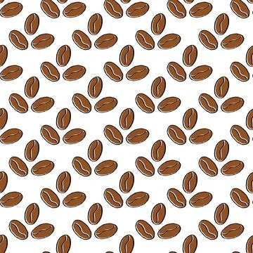 Coffee beans. Seamless pattern for texture, textiles, packaging, and simple b 库存插图