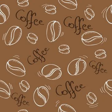 Coffee beans seamless pattern - vector illustration 库存插图