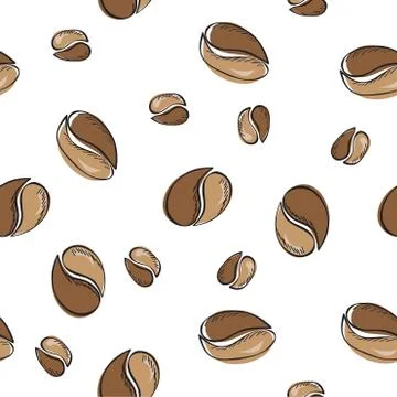 Coffee beans seamless pattern - vector illustration Stock Illustration