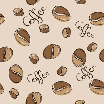 Coffee beans seamless pattern - vector illustration 库存插图