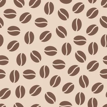 Coffee beans seamless pattern, vector background. Repeated light brown texture Stock Illustration