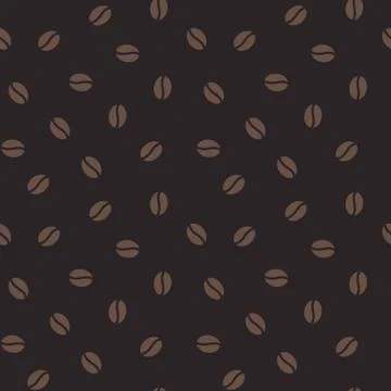 Coffee beans seamless pattern, vector background. Repeated dark brown texture Stock Illustration