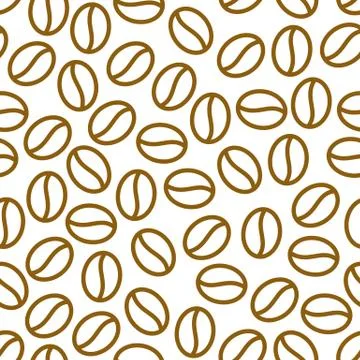 Coffee beans seamless pattern, vector background. Repeated light brown texture 스톡 일러스트