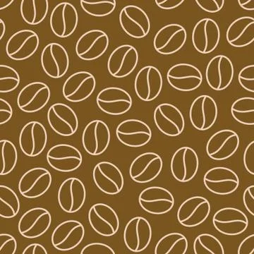 Coffee beans seamless pattern, vector background. Repeated dark brown texture Stock Illustration