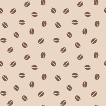Coffee beans seamless pattern, vector background. Repeated light brown texture 库存插图