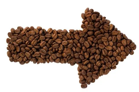 Coffee beans in a shape of an arraw Stock Photos