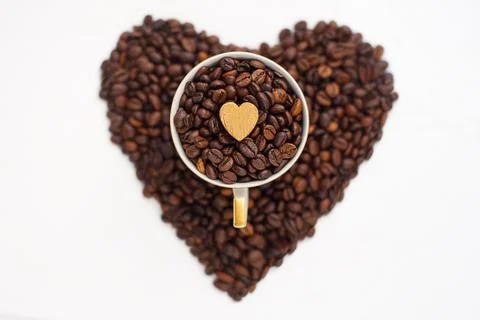Coffee beans in the shape of a heart Stock Photos