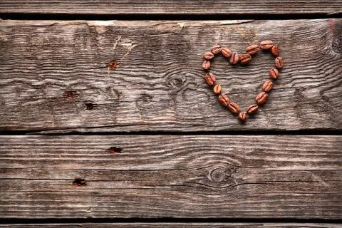 Coffee beans in shape of a heart 写真素材