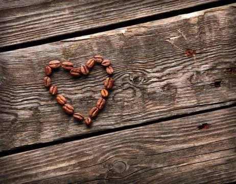 Coffee beans in shape of a heart Foto stock