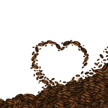 Coffee beans in the shape of hearts. Stock Illustration