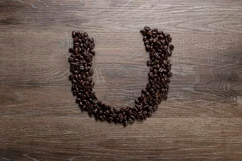 Coffee Beans in the Shape of Letter U Stock Photos