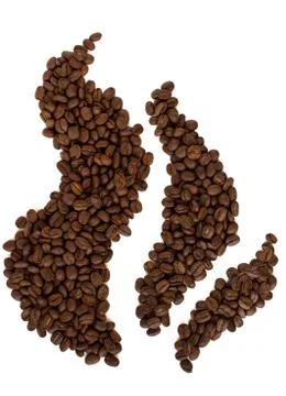 Coffee beans in a shape of steam Stock Photos