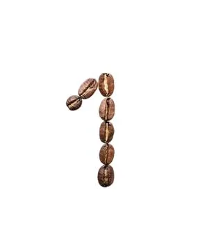 Coffee beans situated in shape of number one. Stock Photos