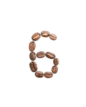 Coffee beans situated in shape of number six. Stock Photos