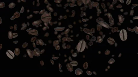 Coffee beans slow falling 3d animation Stock Footage 65642207